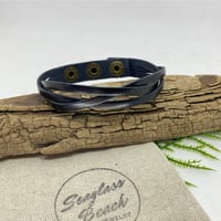 Image 4 of Braided Leather Bracelet w/Adjustable Snap Closures - color options