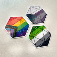 Image 2 of holographic d20 pride stickers
