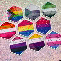 Image 1 of holographic d20 pride stickers