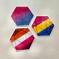 Image 3 of holographic d20 pride stickers