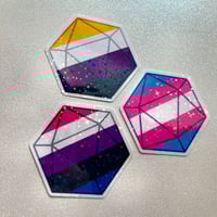 Image 4 of holographic d20 pride stickers