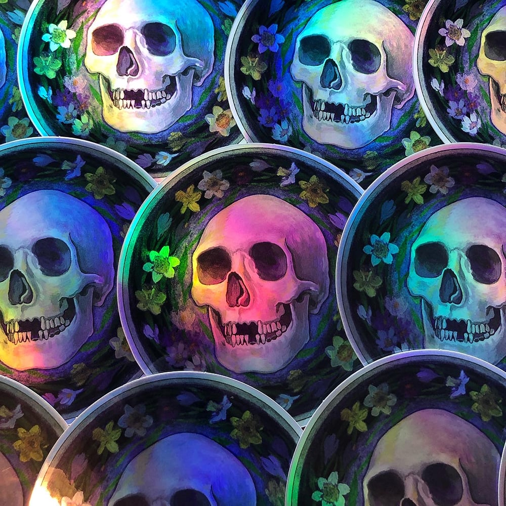 Image of Spring Skull Holographic sticker