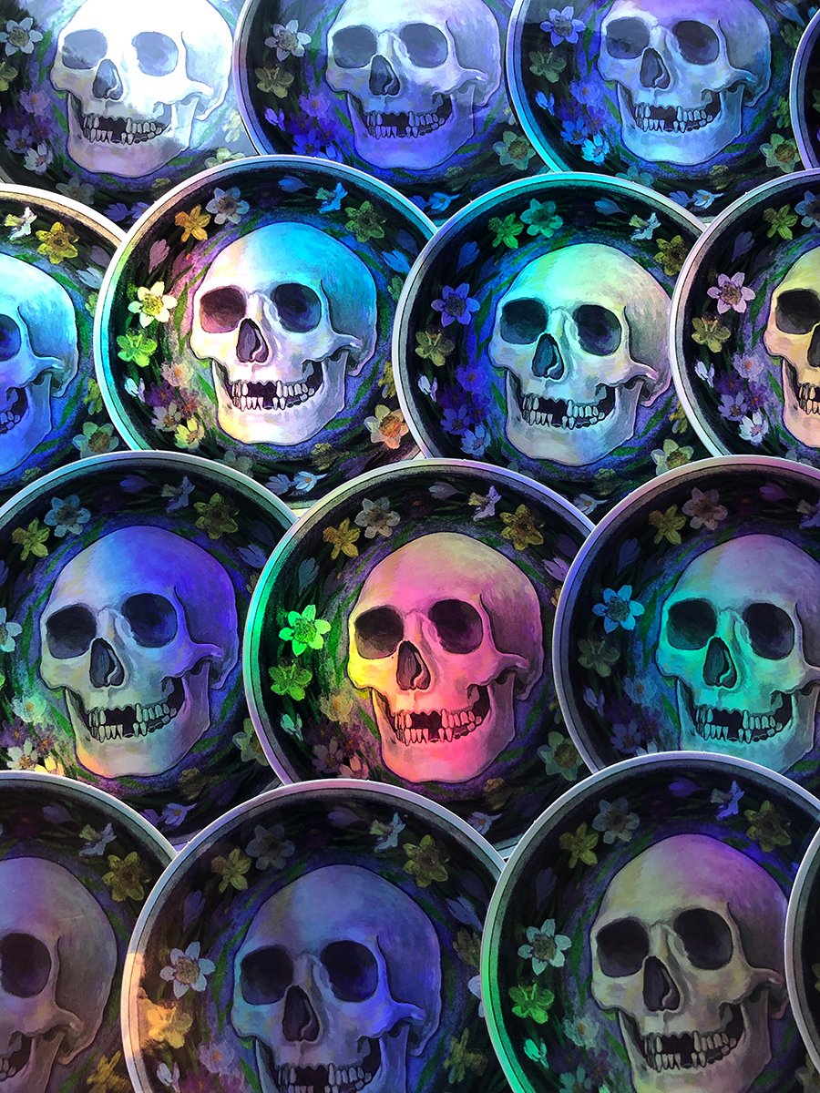 Image of Spring Skull Holographic sticker