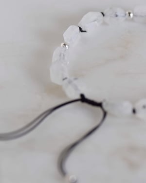 Image of White Moonstone mixed shape faceted cut x silver spheres bracelet