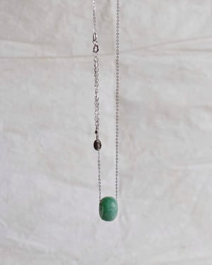 Image of Chrysoprase faceted cut cube x silver chain necklace