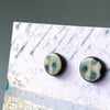 Porcelain Stud Earrings, Sterling Silver Wires, Nature Inspired (Rounded)