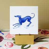 Image 1 of Playing Whippet Cobalt Tile