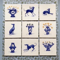 Image 2 of Playing Whippet Cobalt Tile