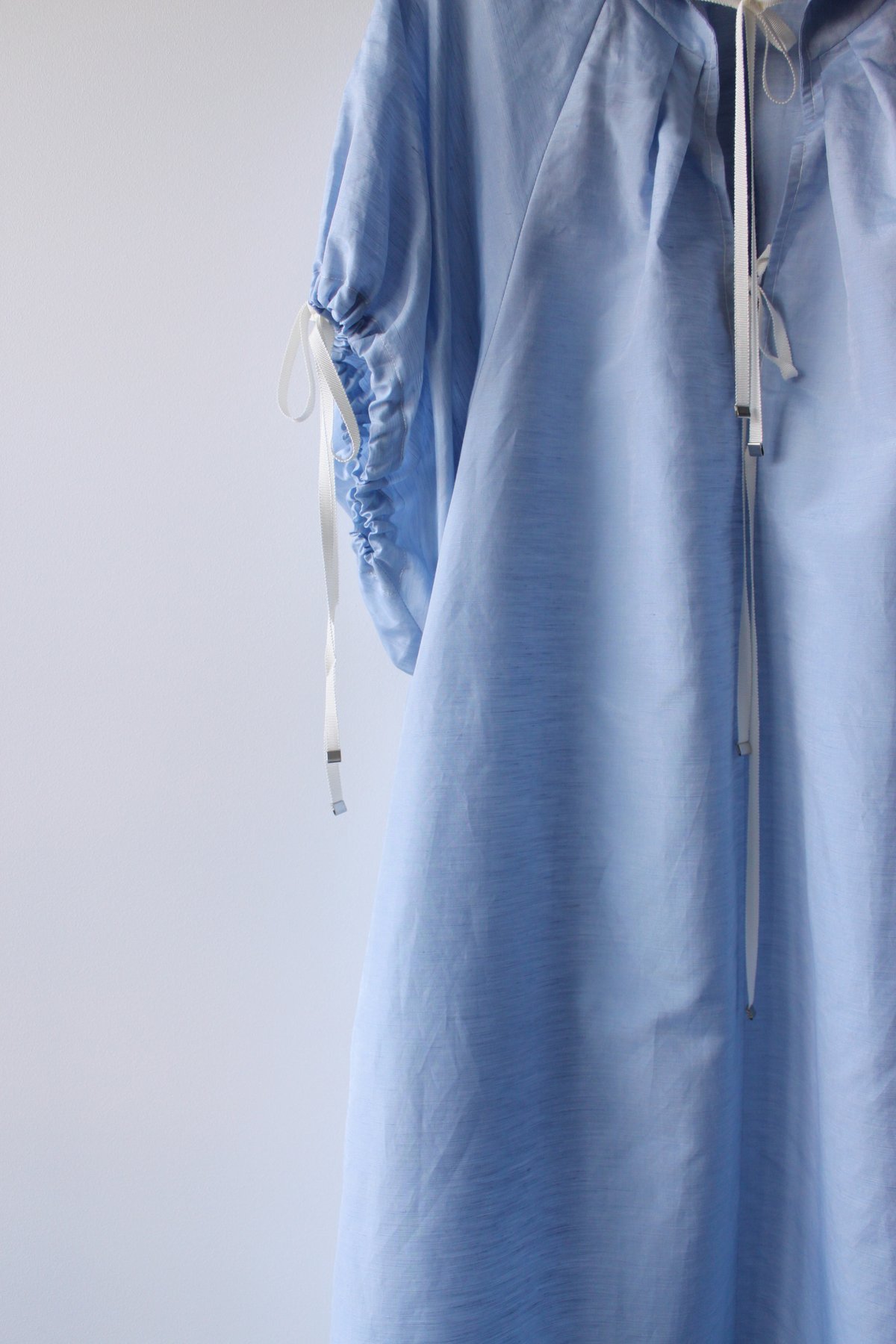 MADE-TO-ORDER - Silk linen A line puff sleeve dress
