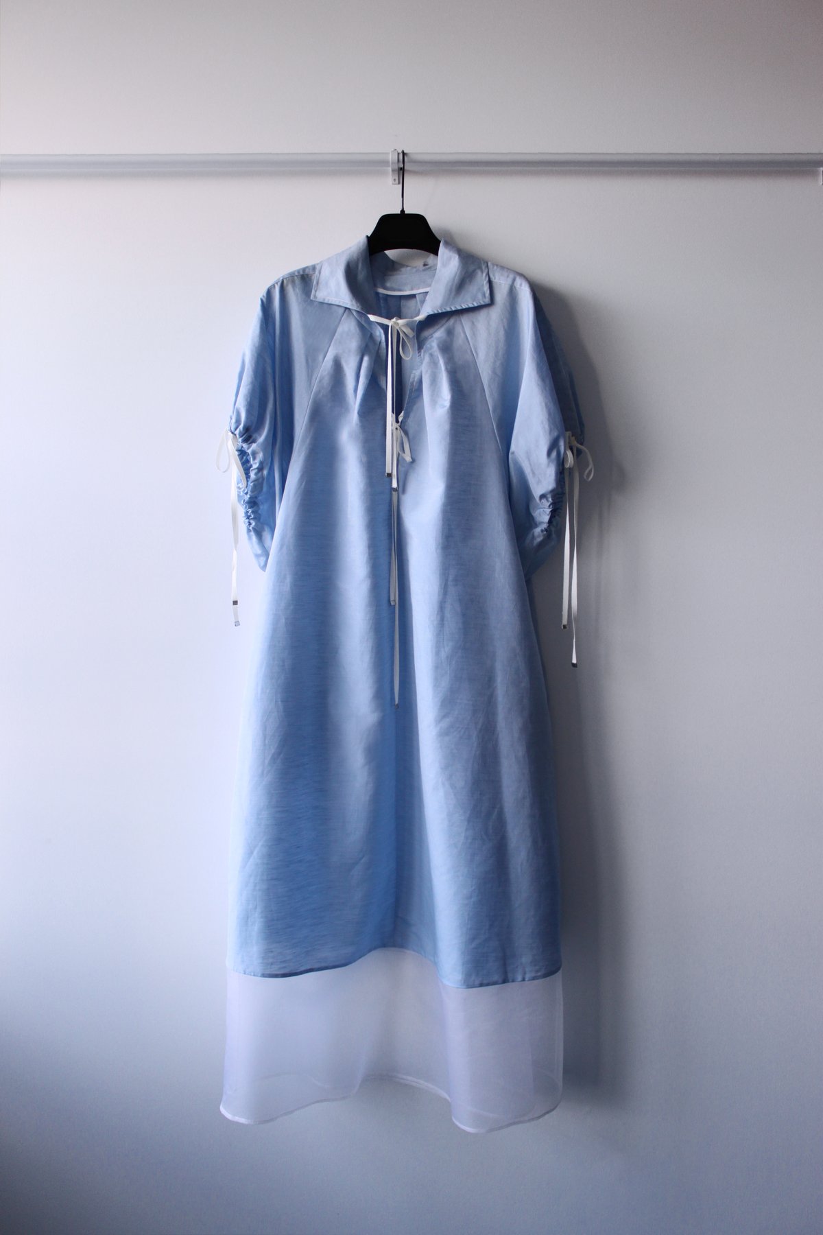 MADE-TO-ORDER - Silk linen A line puff sleeve dress