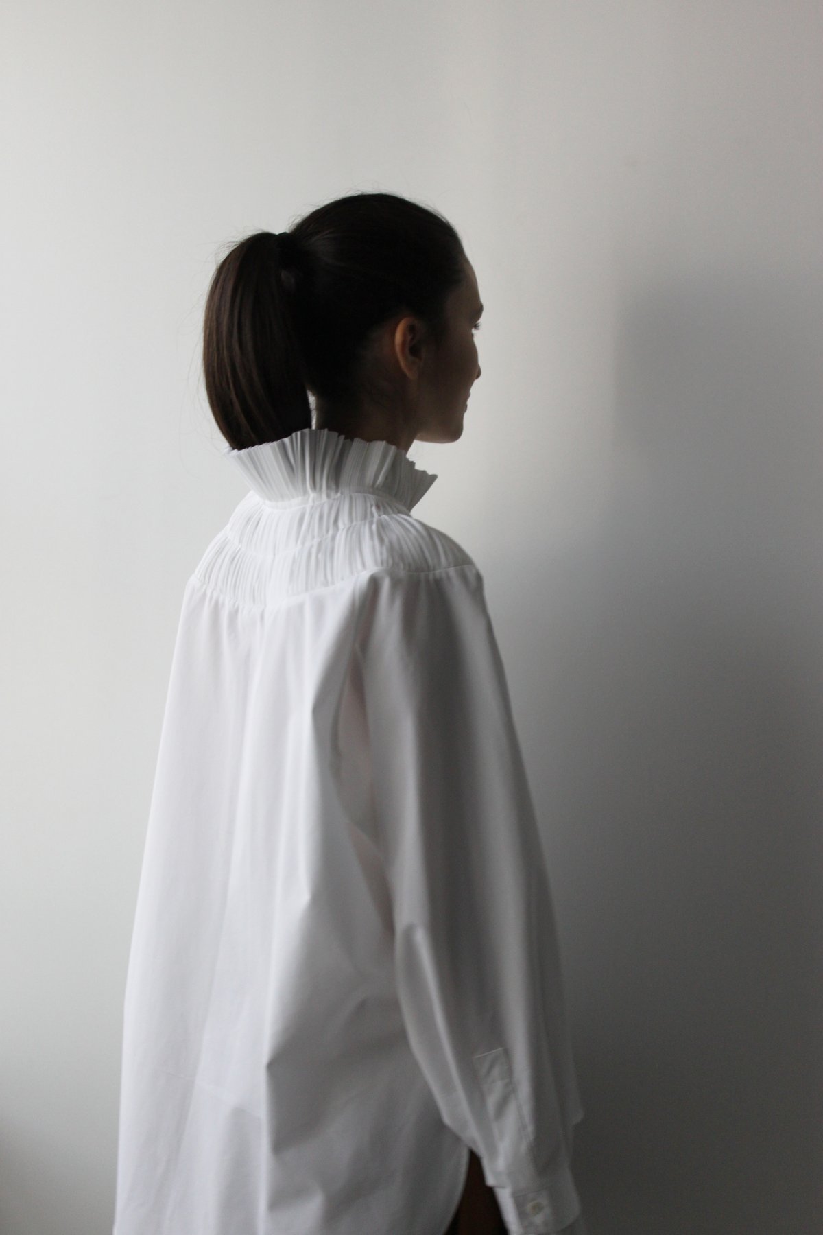 MADE-TO-ORDER Ample cotton shirt with 'Col Fraise'