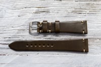 Image 1 of Dark Brown Horween Shell Cordovan watch band - simple stitching