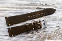 Image 2 of Dark Brown Horween Shell Cordovan watch band - simple stitching
