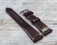 Image 1 of Col #8 Horween Shell Cordovan watch band - simple stitching