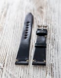 Navy Blue Horween Shell Cordovan watch band - simple stitching