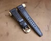 Vintage style Black Horween Chromexcel watch band with full stitching