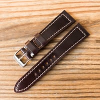 Image 1 of Color #8 Horween Shell Cordovan watch strap - full stitching / box stitching