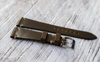 Image 4 of Dark Brown Horween Shell Cordovan watch band - simple stitching