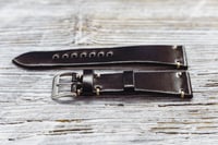 Image 1 of Black Horween Shell Cordovan watch band - simple stitching