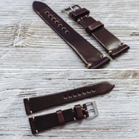 Image 4 of Col #8 Horween Shell Cordovan watch band - simple stitching