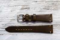 Image 5 of Dark Brown Horween Shell Cordovan watch band - simple stitching