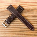 Color #8 Horween Shell Cordovan watch strap - full stitching / box stitching