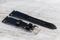Image 2 of Black Horween Shell Cordovan watch band - simple stitching
