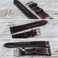 Image 5 of Col #8 Horween Shell Cordovan watch band - simple stitching