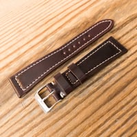 Image 3 of Color #8 Horween Shell Cordovan watch strap - full stitching / box stitching
