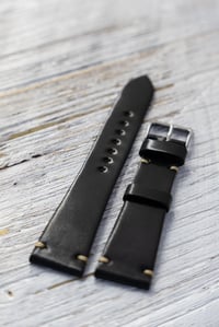 Image 3 of Black Horween Shell Cordovan watch band - simple stitching