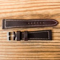 Color #8 Horween Shell Cordovan watch strap - full stitching / box stitching
