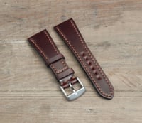 Image 5 of Color #8 Horween Shell Cordovan watch strap - full stitching / box stitching