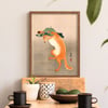 Dancing Fox with Lotus-Leaf Hat | Ohara Koson | Ukiyo-e | Japanese Woodblock | Fine Art Print