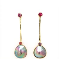 Image 3 of Modern Iridescent Cortez Pearl Earrings
