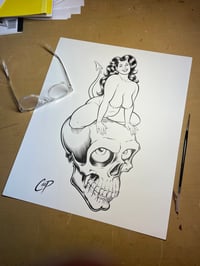 Image 2 of DEVIL GIRL ON SKULL #1 Original drawing