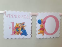 Image 1 of Personalised Winnie the Pooh Banner, ANY AGE or name, Winnie the Pooh Party, Winnie the Pooh Bunting