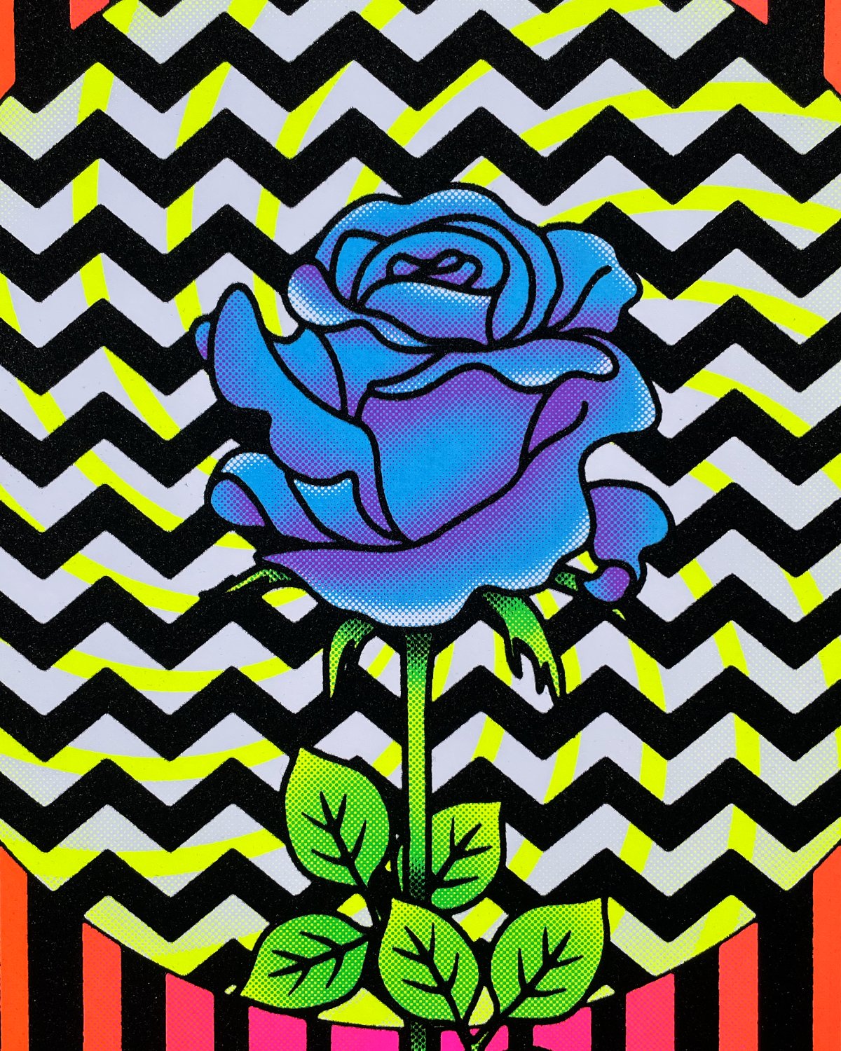 Blue Rose • 18"x24" fuzzy blacklight poster
