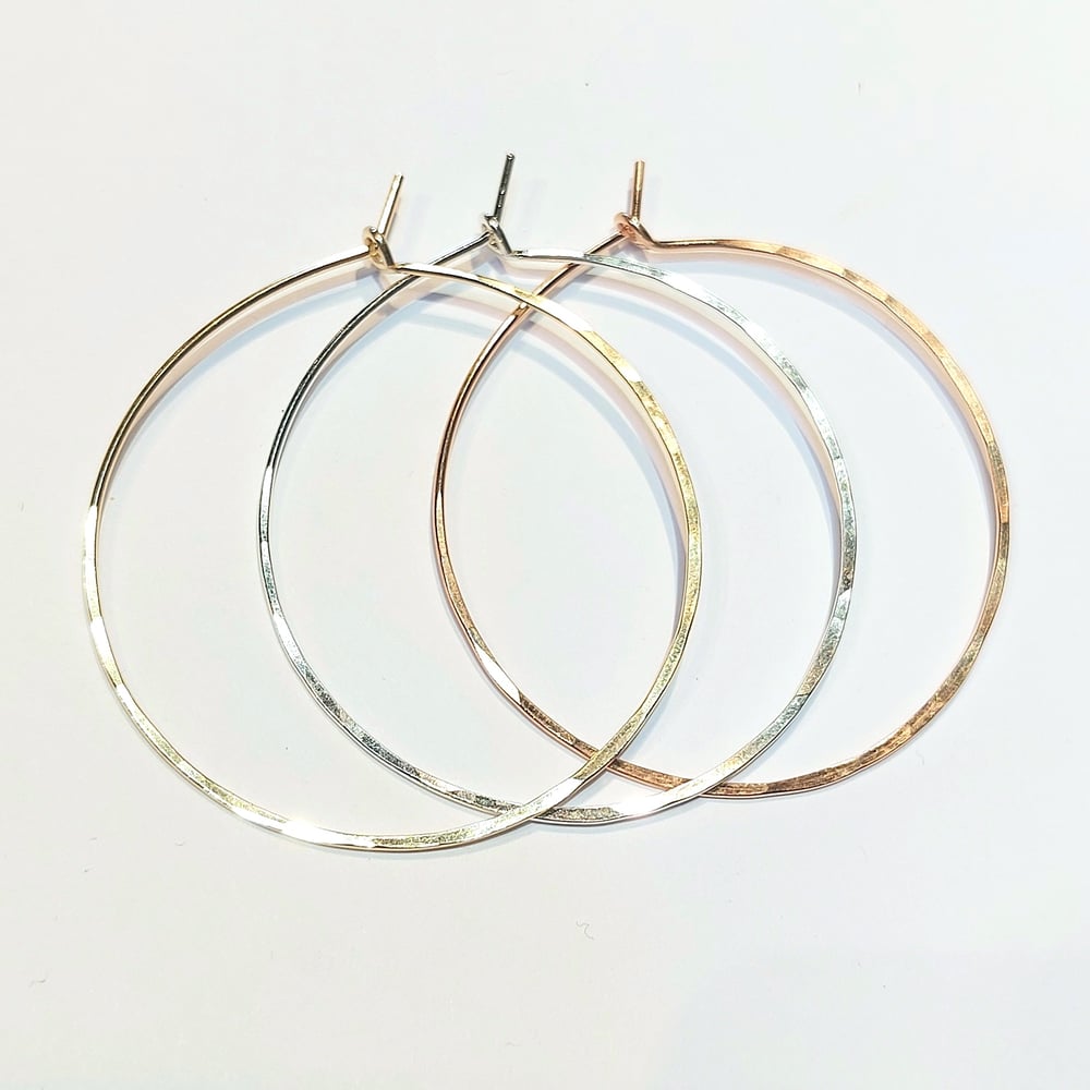 Image of Classic 2" Hammered Hoops (sold by the pair)