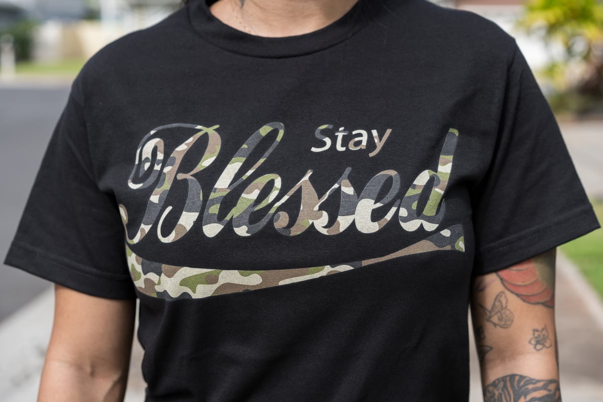 Stay Blessed Tee (Black/Camo)
