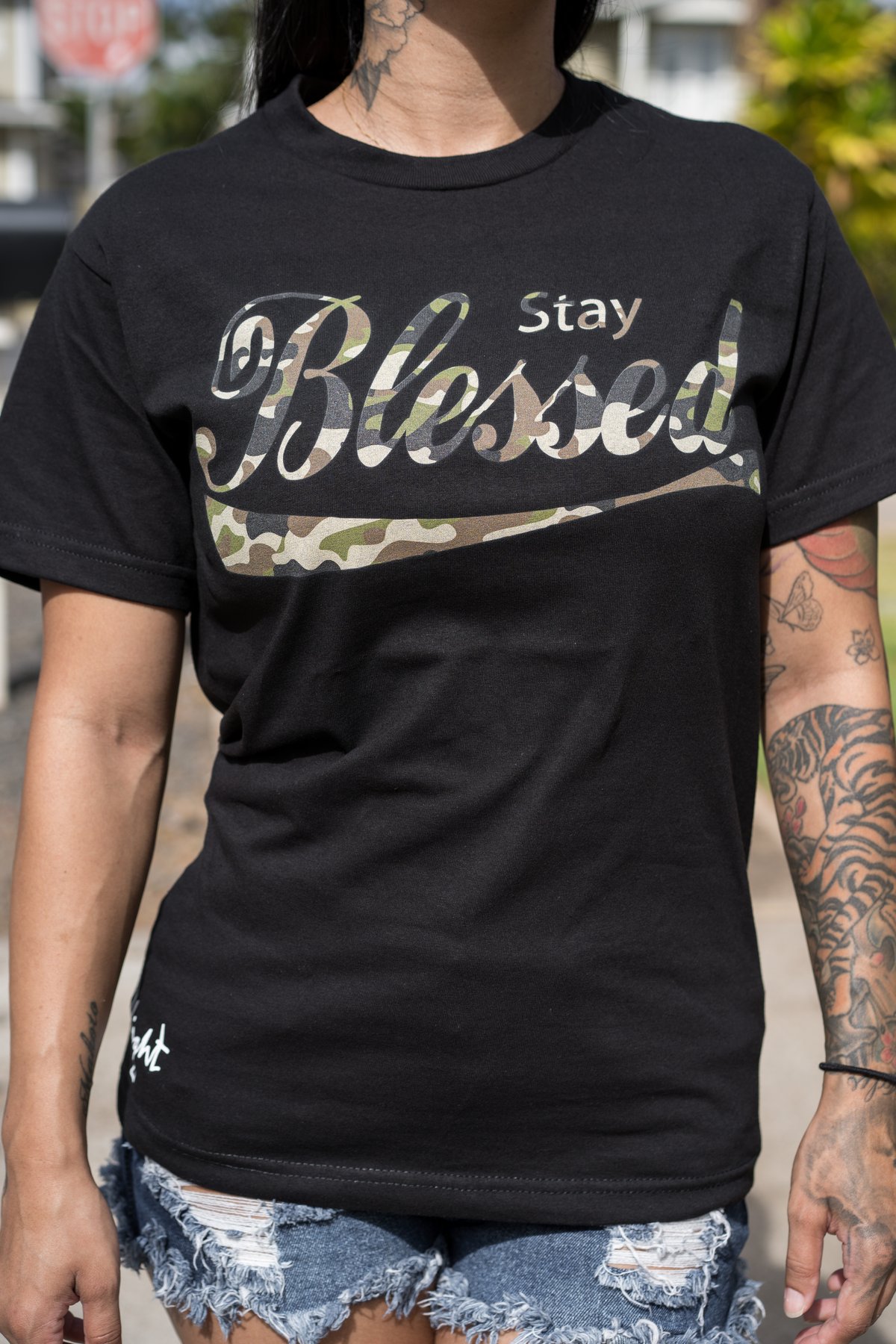 Stay Blessed Tee (Black/Camo)