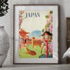 Japan Deer Vintage Travel Poster