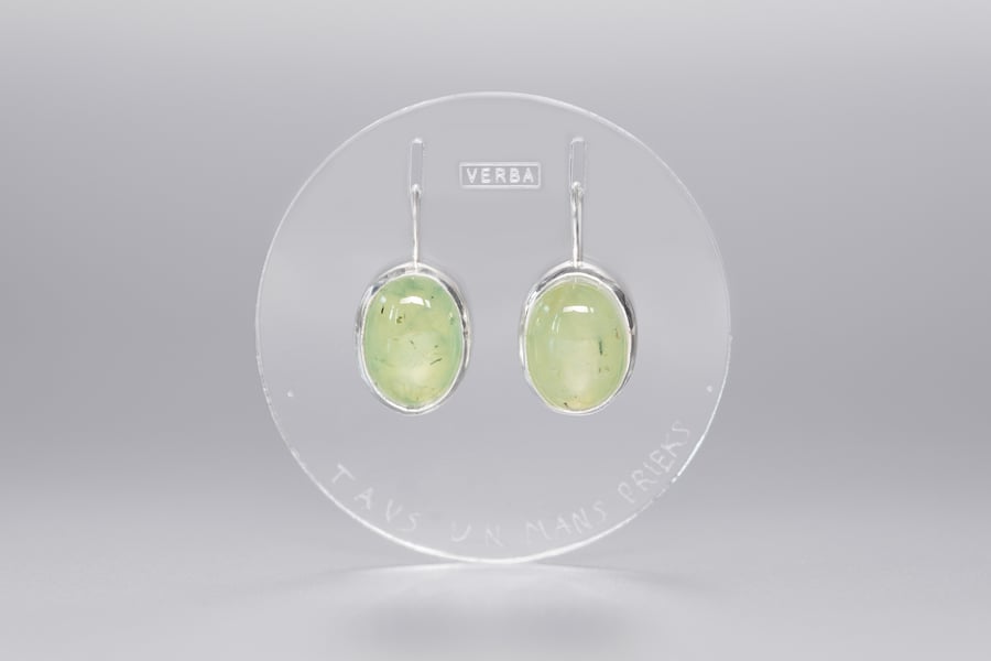 Image of "My joy and your joy" silver earrings with prehnites TUAE MEAEQUE DELICIAE