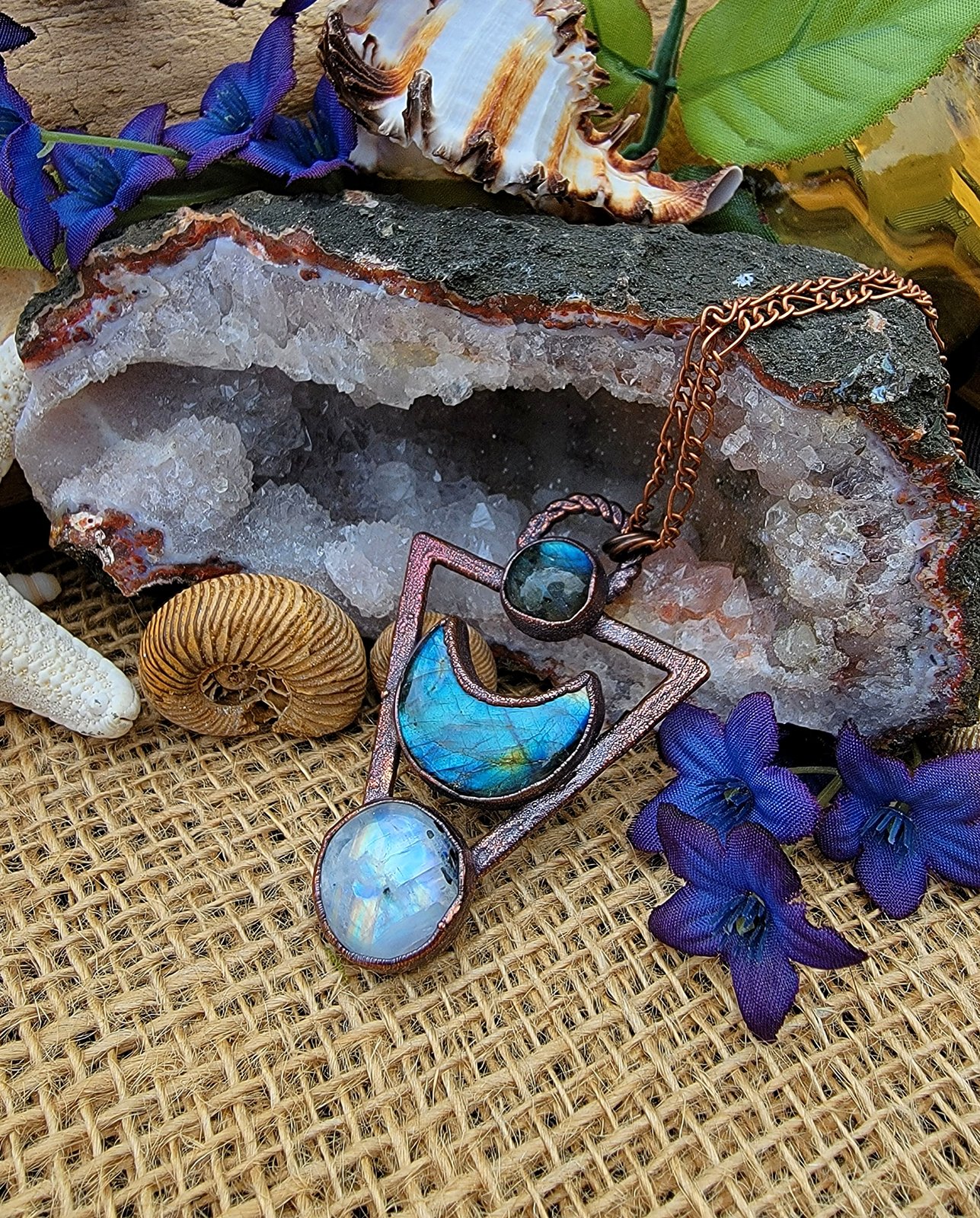 Rainbow on sale moonstone pendant