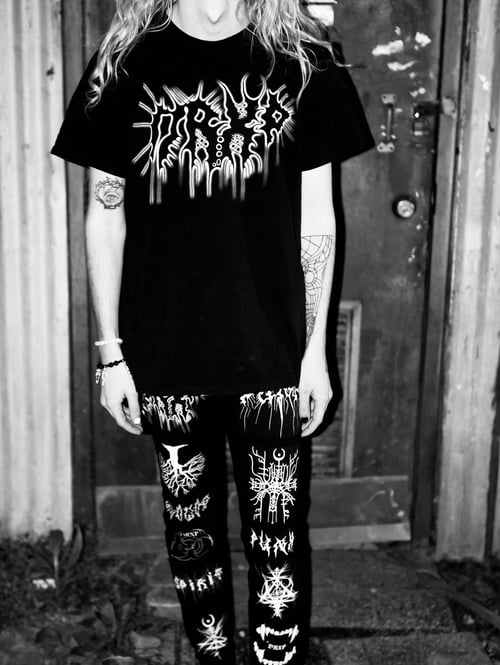 Image of METAL HAND SEWN JEANS BLACK AND WHITE