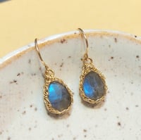 Image 1 of Gold Crochet Labradorite Earrings