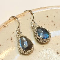 Image 1 of Sterling Silver Crochet Labradorite Earrings