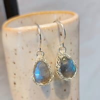 Image 2 of Sterling Silver Crochet Labradorite Earrings