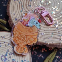 Image 2 of Dragons in food cherry wooden pin and keychains 