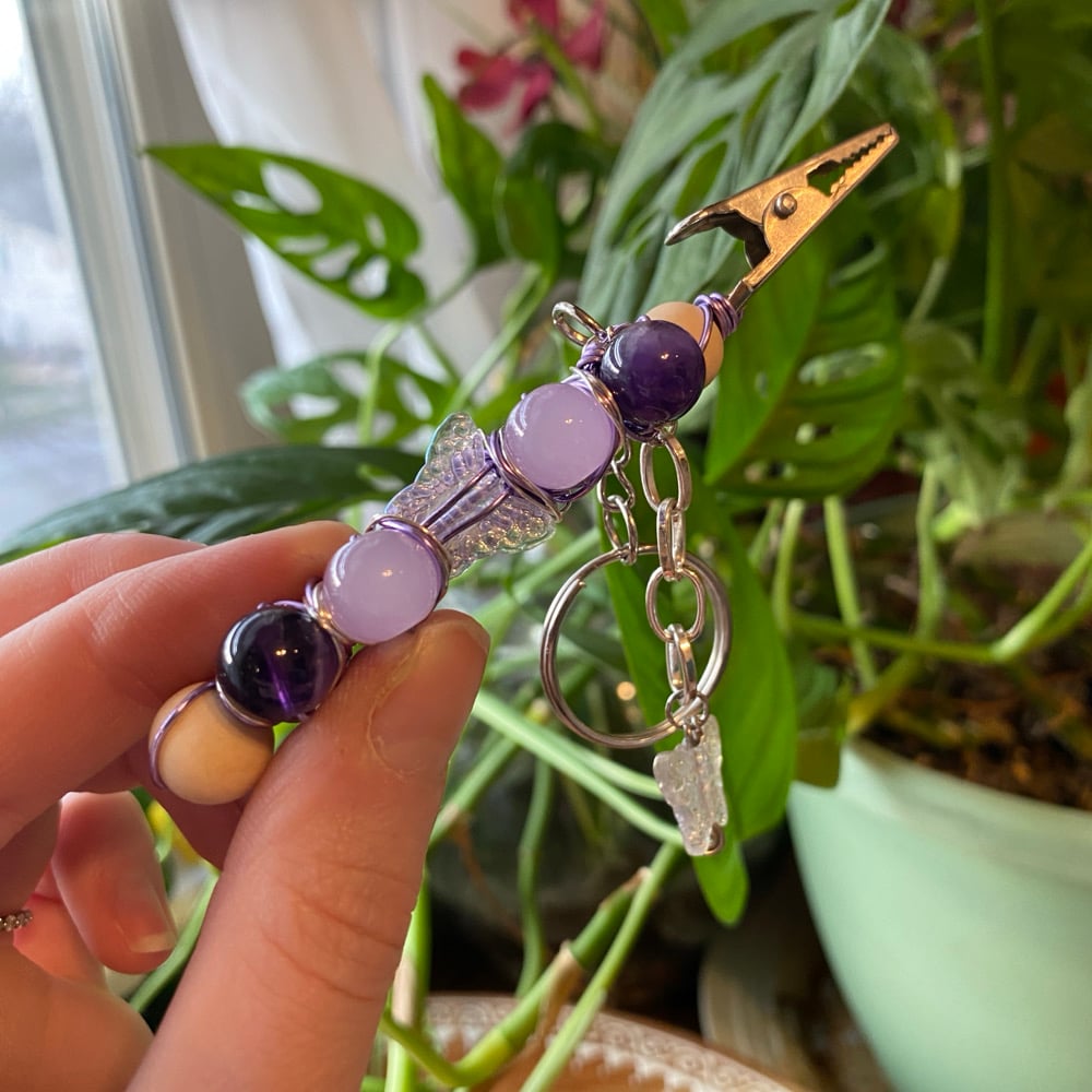 Image of iris wing clip keychain 