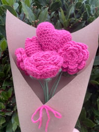 Image 4 of medium crochet heart flower bouquet 